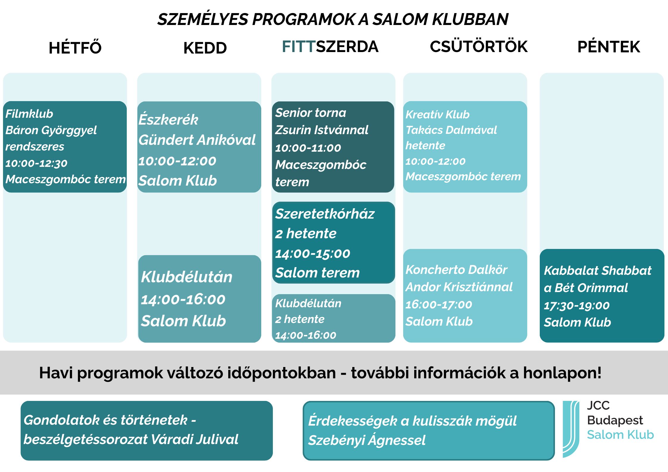 Salom Klub Személyes órarend